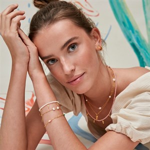Enamel - Brielle Halskette mit Perlen in vergoldete silber